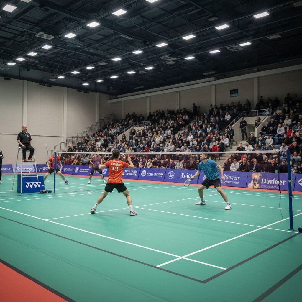 Badminton tournament in indoor hall